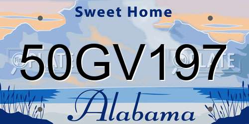 50GV197 Alabama License Plate