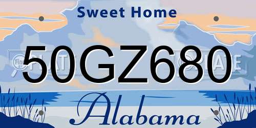 50GZ680 Alabama License Plate