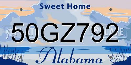 50GZ792 Alabama License Plate