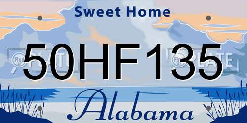 50HF135 Alabama License Plate