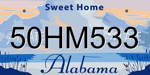 50HM533 Alabama License Plate