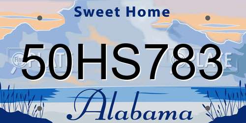 50HS783 Alabama License Plate