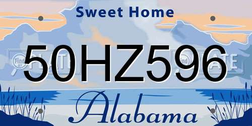50HZ596 Alabama License Plate