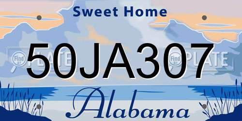 50JA307 Alabama License Plate