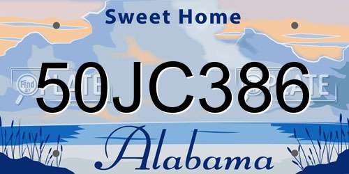 50JC386 Alabama License Plate