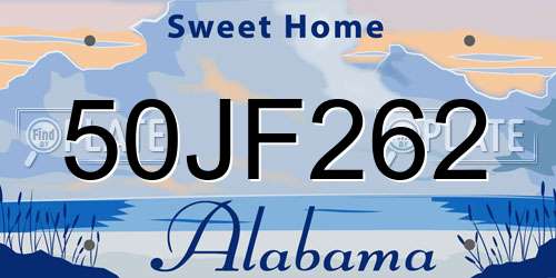 50JF262 Alabama License Plate