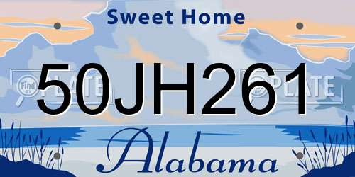 50JH261 Alabama License Plate