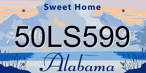 50LS599 Alabama License Plate