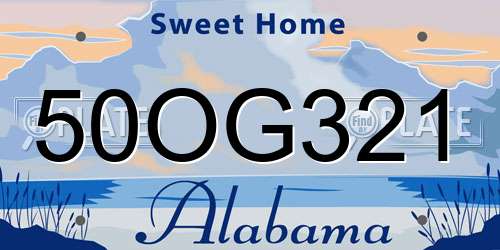 50OG321 Alabama License Plate
