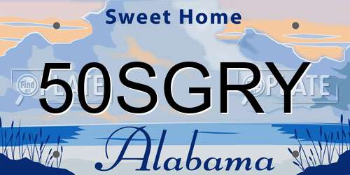 50SGRY Alabama License Plate