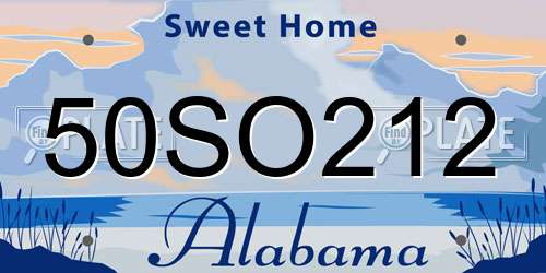 50SO212 Alabama License Plate