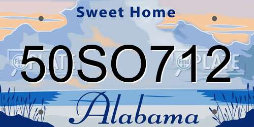 50SO712 Alabama License Plate