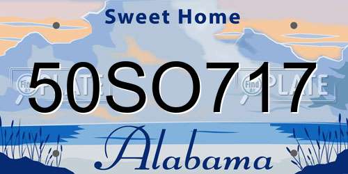 50SO717 Alabama License Plate