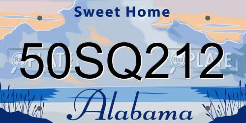 50SQ212 Alabama License Plate