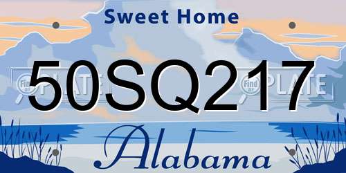 50SQ217 Alabama License Plate
