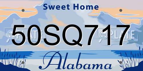 50SQ717 Alabama License Plate