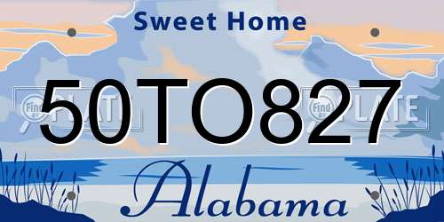 50TO827 Alabama License Plate