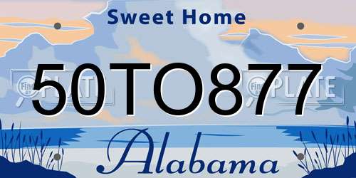50TO877 Alabama License Plate