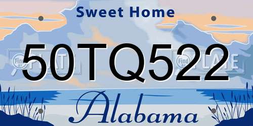 50TQ522 Alabama License Plate