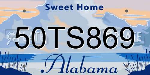 50TS869 Alabama License Plate