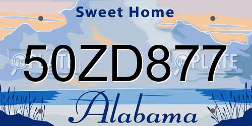 50ZD877 Alabama License Plate