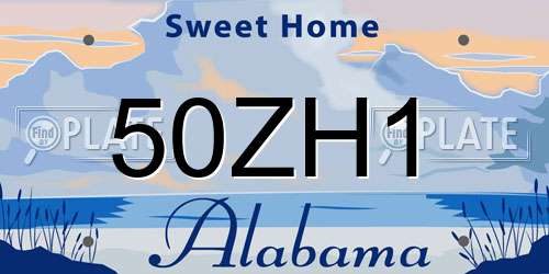 50ZH1 Alabama License Plate