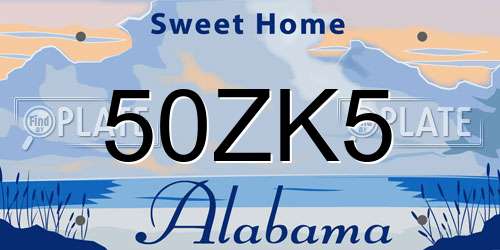 50ZK5 Alabama License Plate