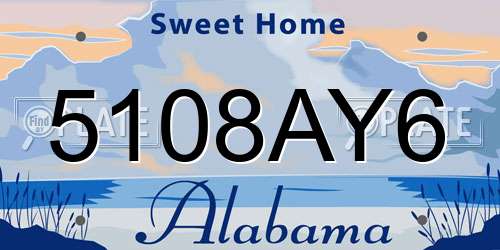 5108AY6 Alabama License Plate