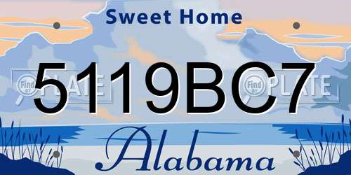 5119BC7 Alabama License Plate