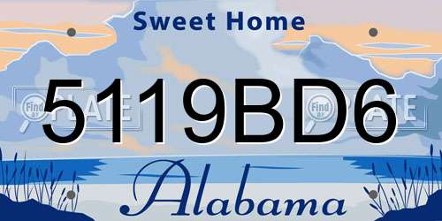 5119BD6 Alabama License Plate