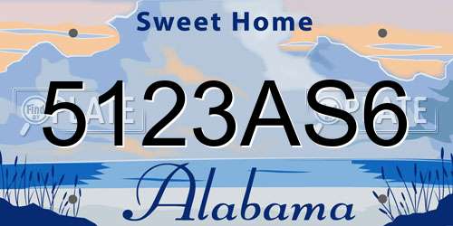 5123AS6 Alabama License Plate