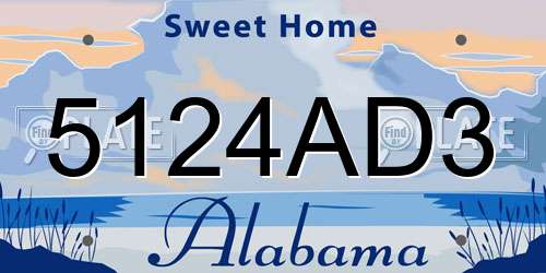 5124AD3 Alabama License Plate