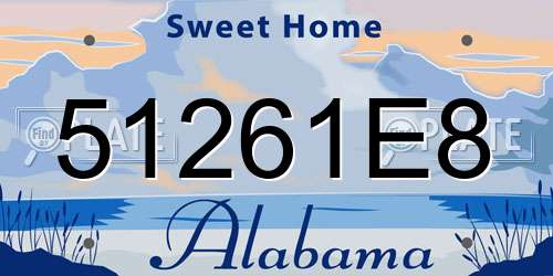 51261E8 Alabama License Plate