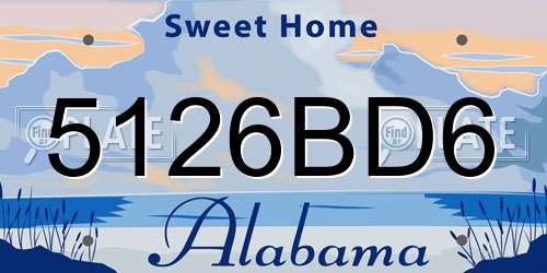 5126BD6 Alabama License Plate