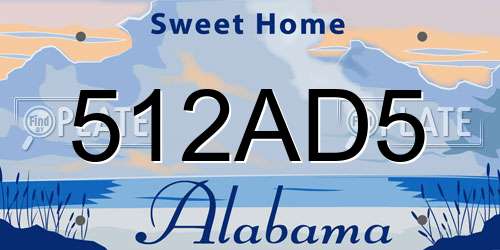 512AD5 Alabama License Plate
