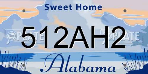 512AH2 Alabama License Plate