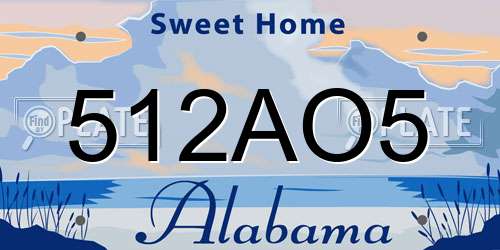 512AO5 Alabama License Plate