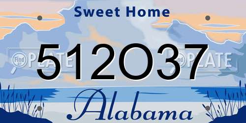 512O37 Alabama License Plate