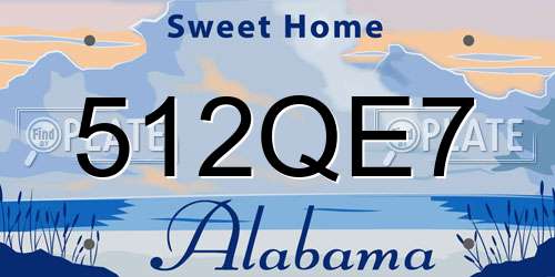 512QE7 Alabama License Plate