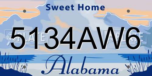 5134AW6 Alabama License Plate