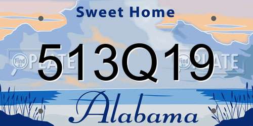 513Q19 Alabama License Plate