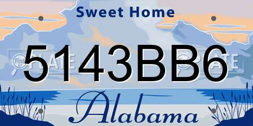 5143BB6 Alabama License Plate