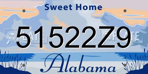 51522Z9 Alabama License Plate