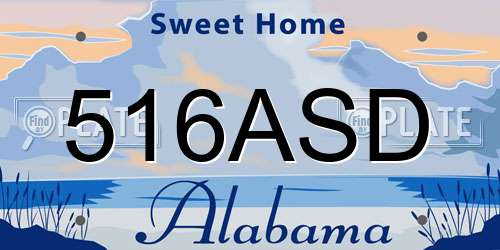 516ASD Alabama License Plate