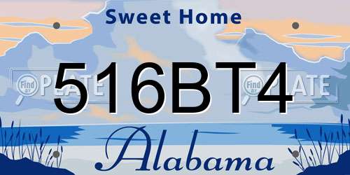 516BT4 Alabama License Plate