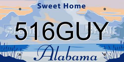 516GUY Alabama License Plate