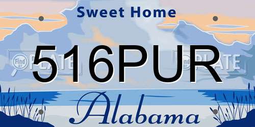 516PUR Alabama License Plate
