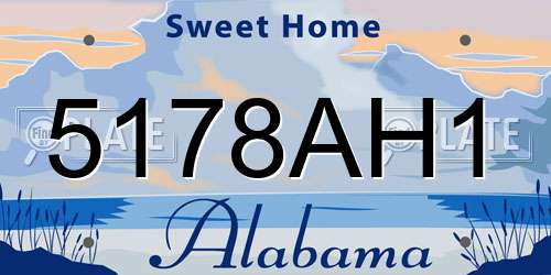 5178AH1 Alabama License Plate