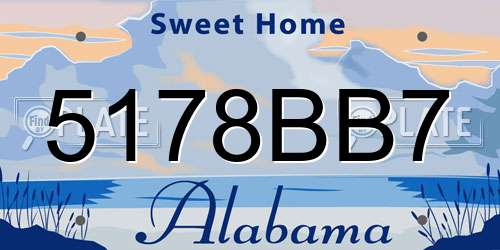5178BB7 Alabama License Plate