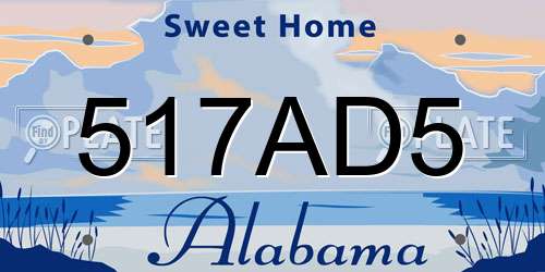 517AD5 Alabama License Plate